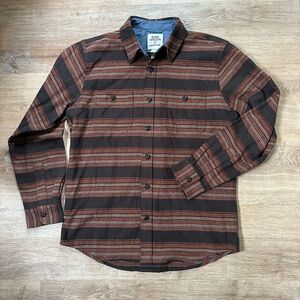 Lands End Blake Shelton Heavyweight Button Up Cotton Striped Western Size M